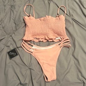 Pink bandeau bikini